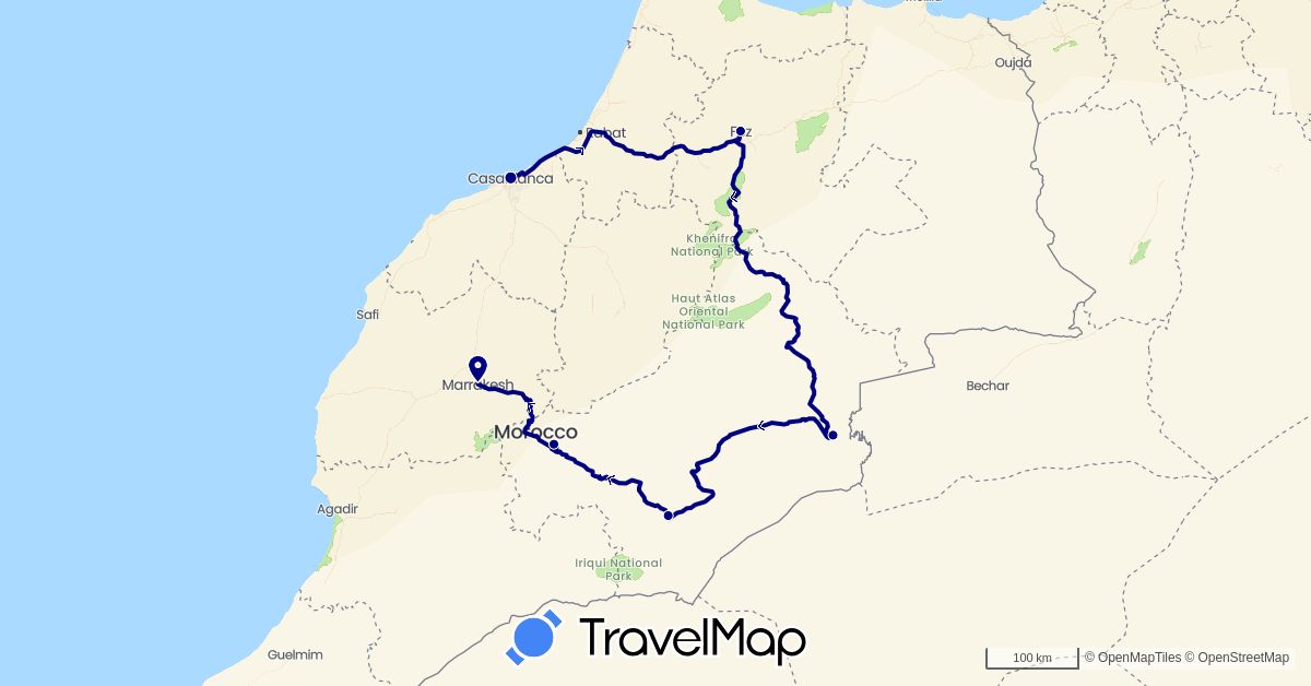 TravelMap itinerary: driving in Morocco (Africa)