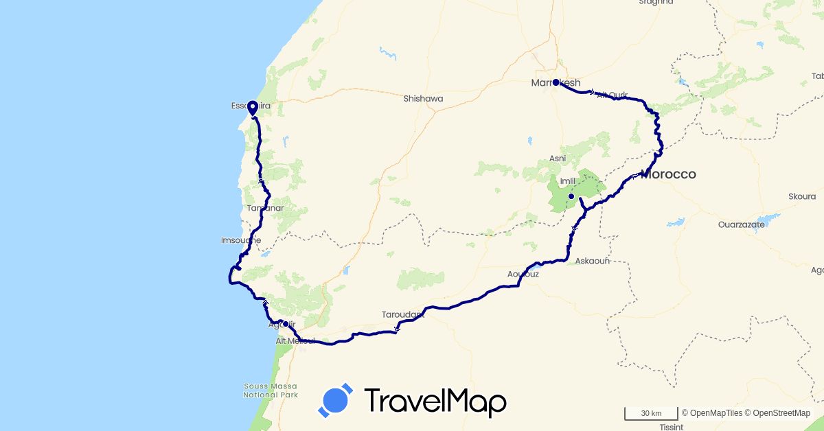 TravelMap itinerary: driving in Morocco (Africa)