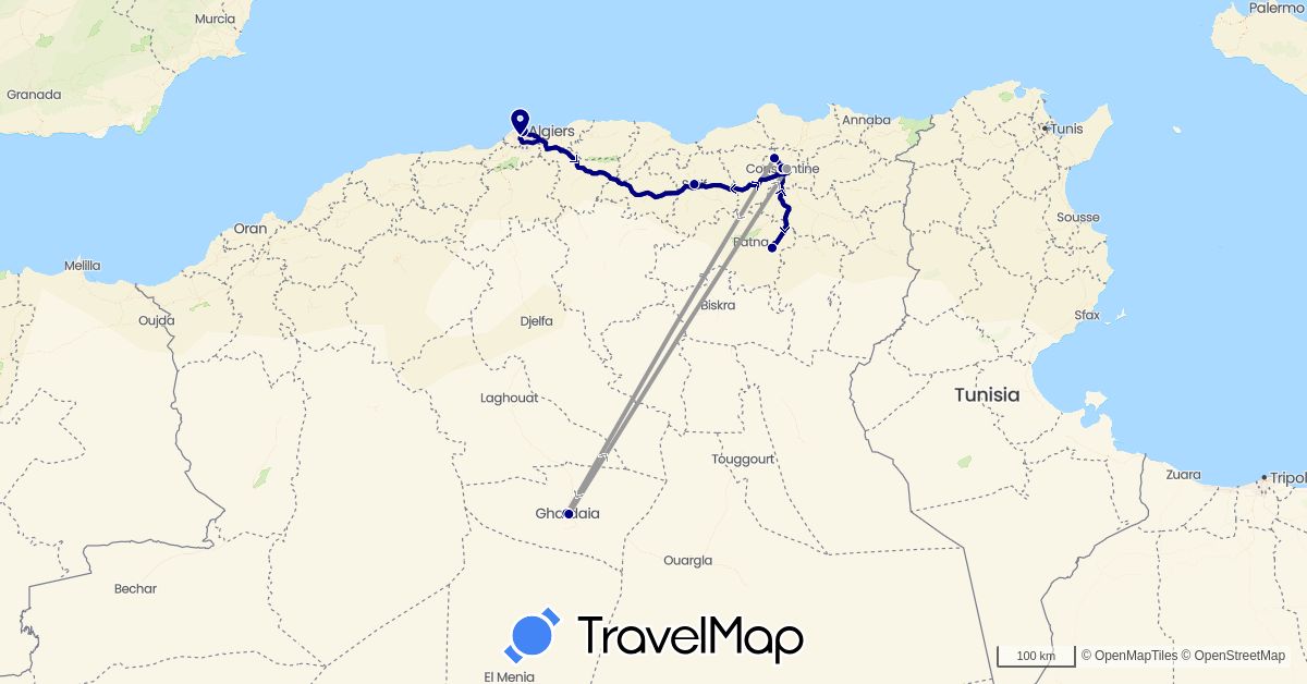 TravelMap itinerary: driving, plane in Algeria (Africa)