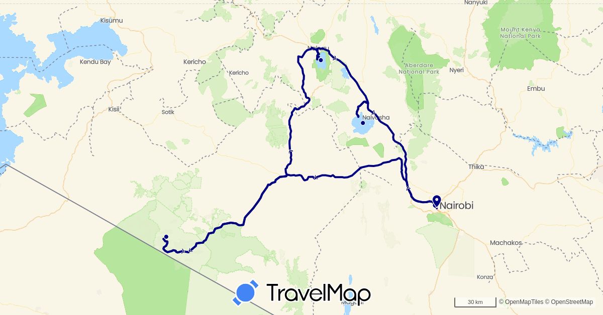 TravelMap itinerary: driving in Kenya (Africa)