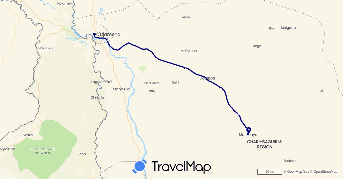 TravelMap itinerary: driving in Chad (Africa)