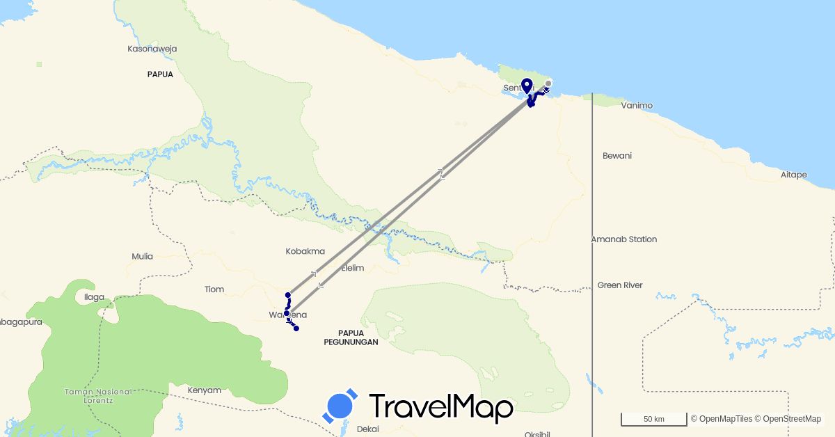 TravelMap itinerary: driving, plane in Indonesia (Asia)
