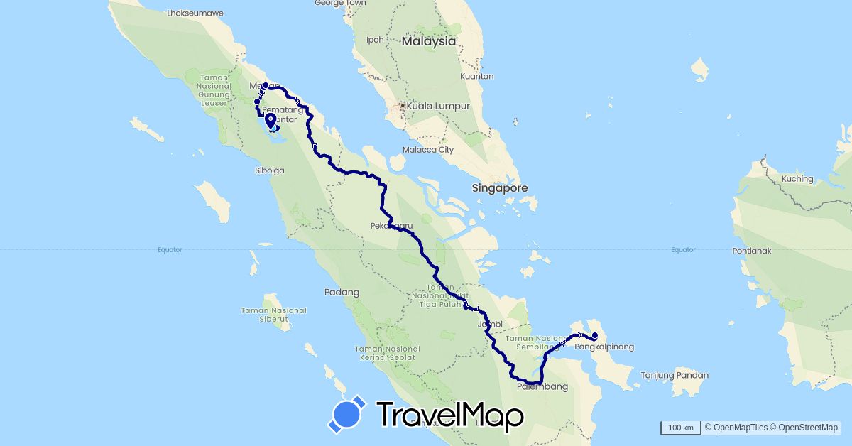 TravelMap itinerary: driving, boat in Indonesia (Asia)