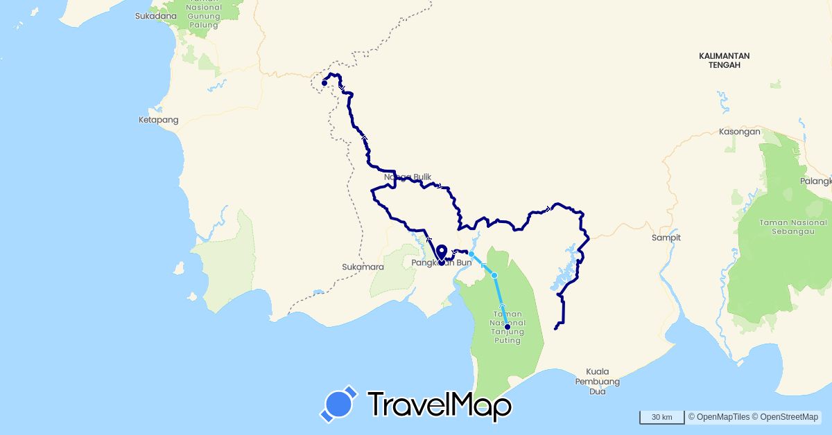 TravelMap itinerary: driving, boat in Indonesia (Asia)