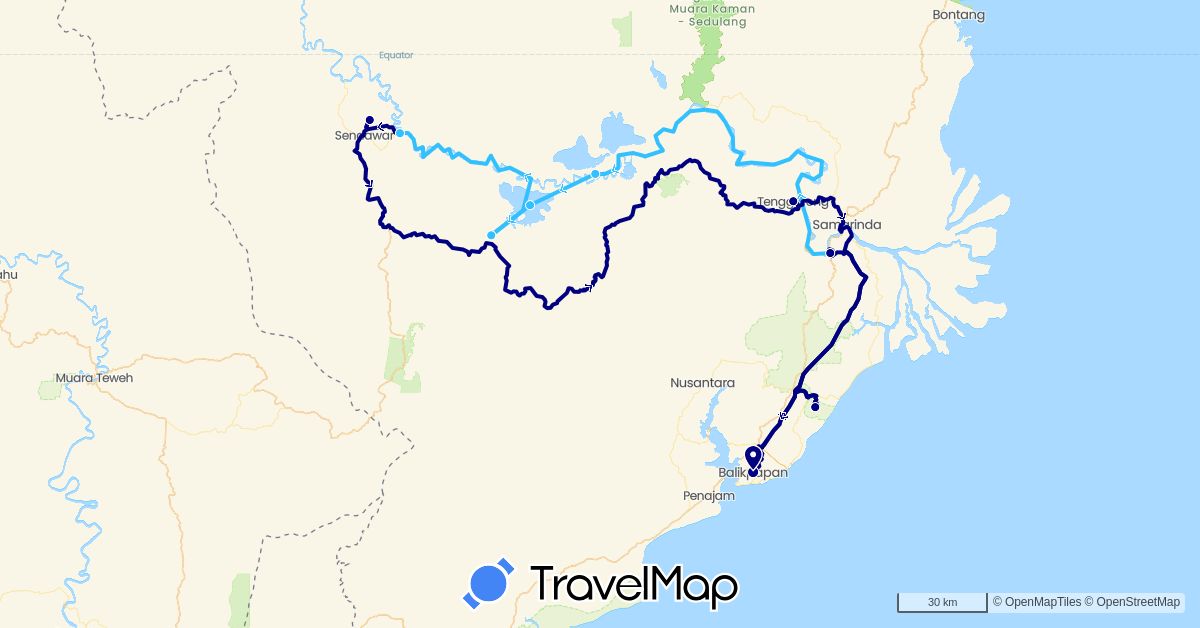 TravelMap itinerary: driving, boat in Indonesia (Asia)