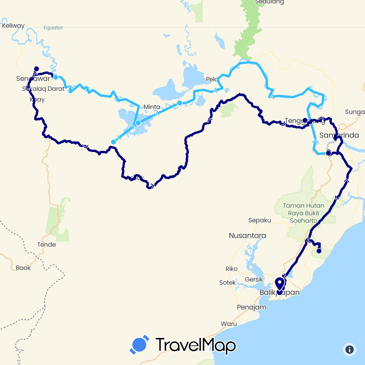 TravelMap itinerary: driving, boat in Indonesia (Asia)