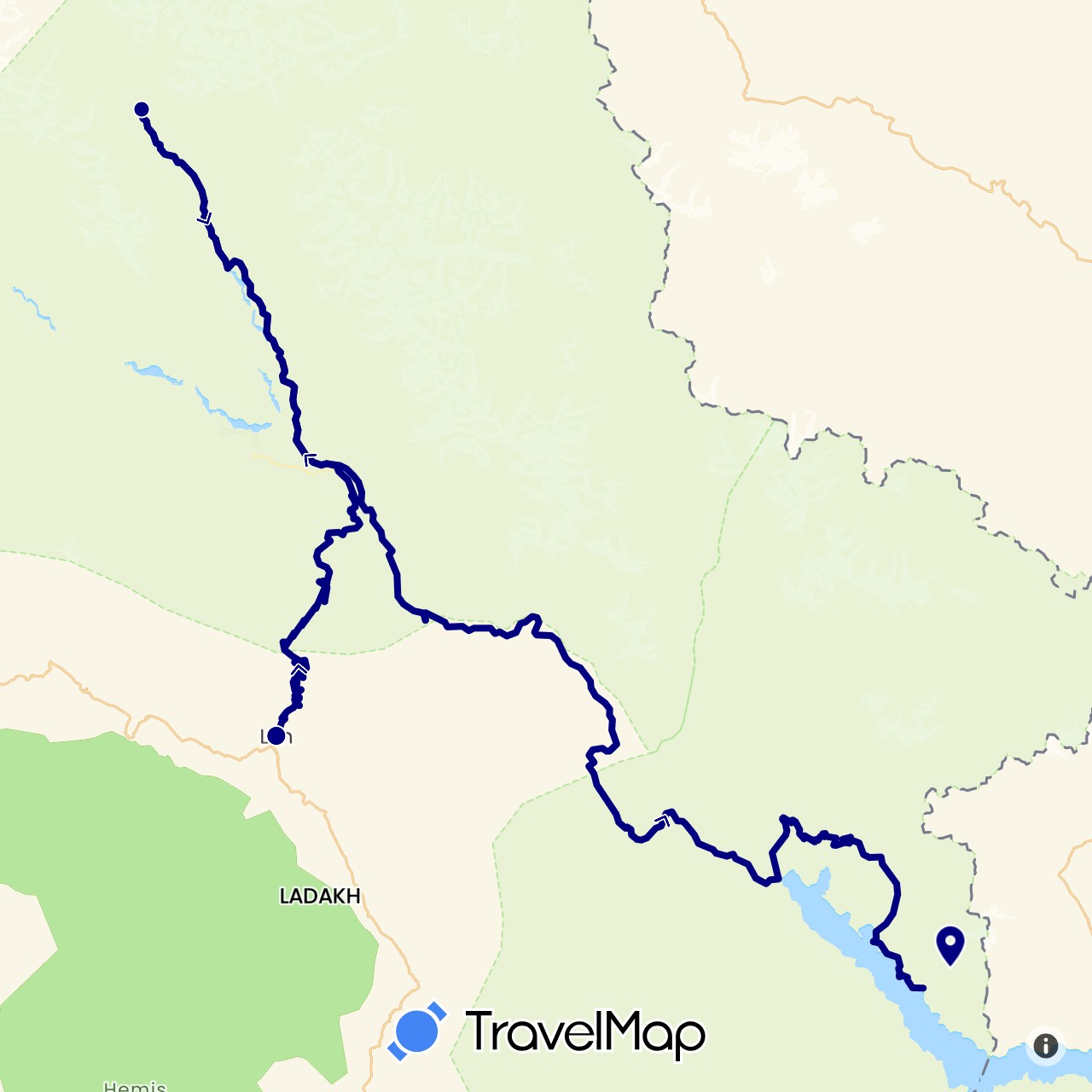 TravelMap itinerary: driving in India (Asia)