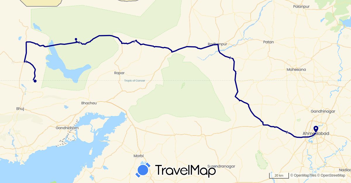 TravelMap itinerary: driving in India (Asia)