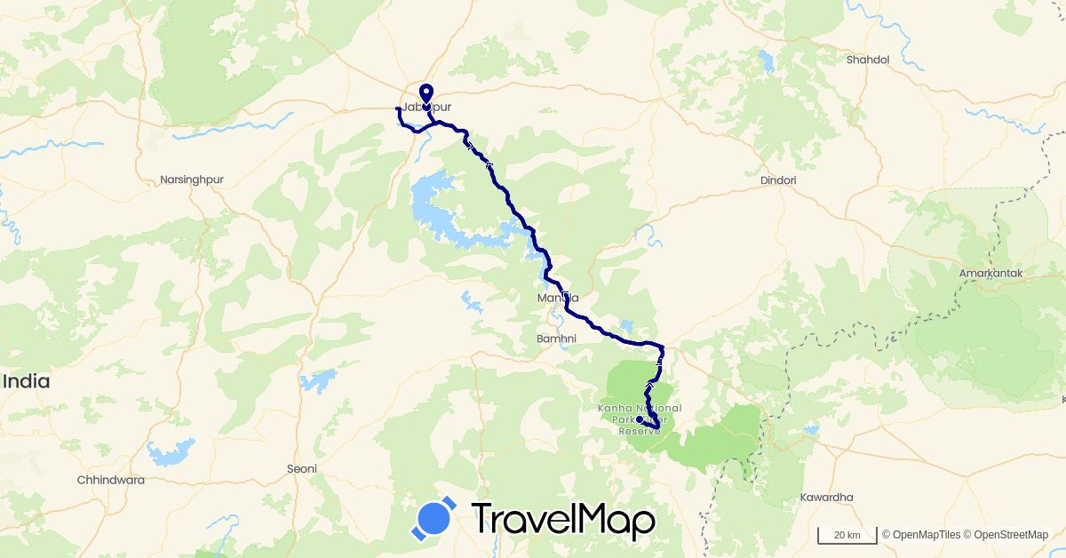 TravelMap itinerary: driving in India (Asia)