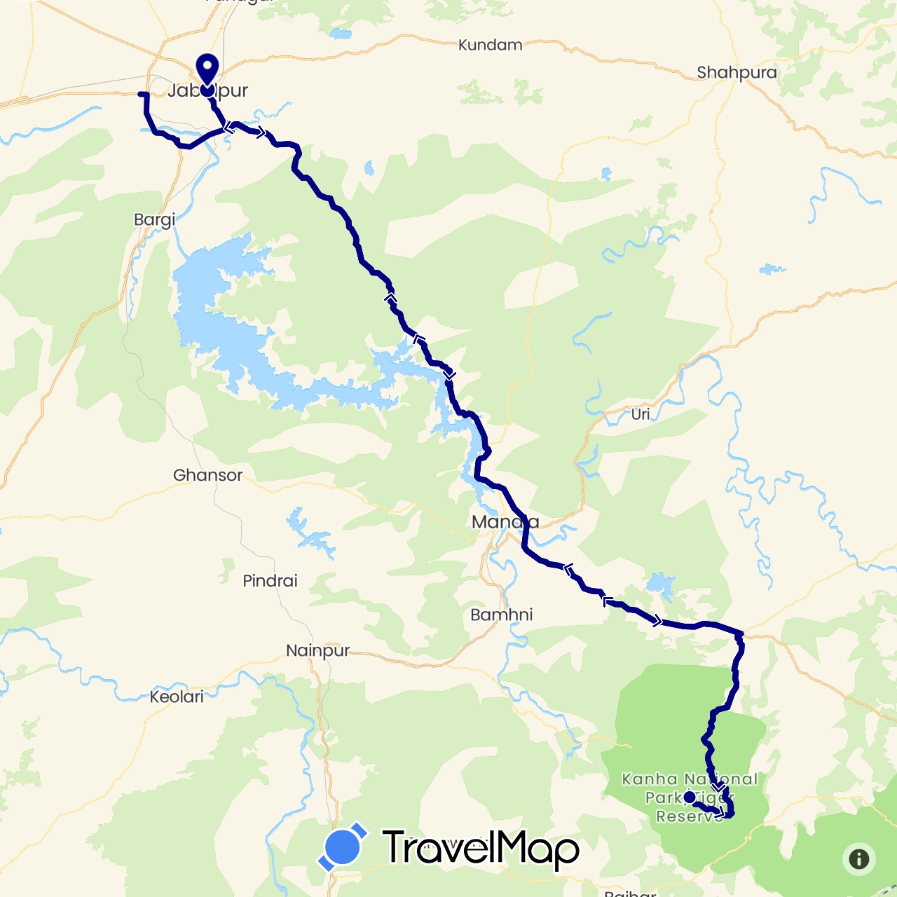 TravelMap itinerary: driving in India (Asia)