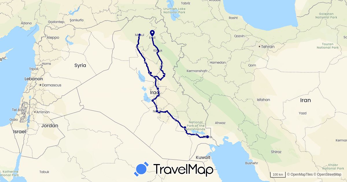 TravelMap itinerary: driving in Iraq (Asia)