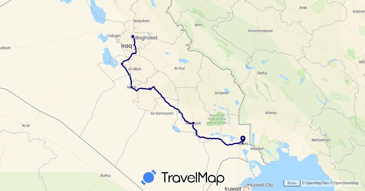 TravelMap itinerary: driving in Iraq (Asia)