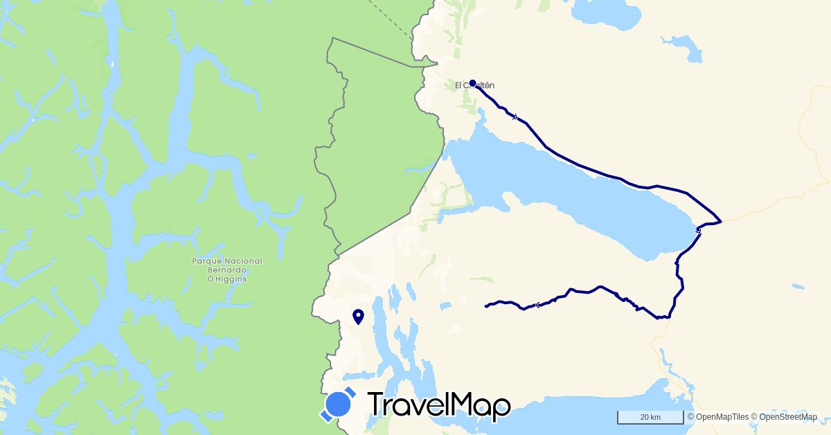 TravelMap itinerary: driving in Argentina (South America)