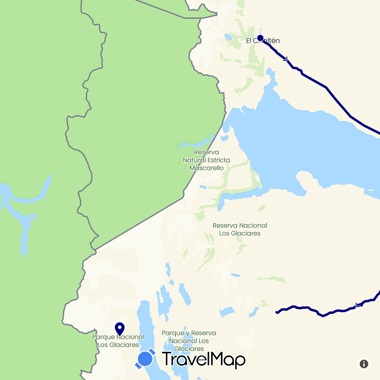 TravelMap itinerary: driving in Argentina (South America)
