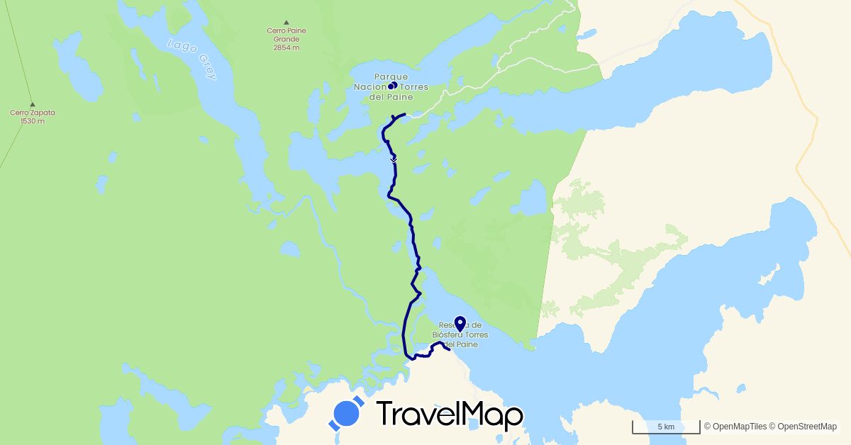 TravelMap itinerary: driving in Chile (South America)
