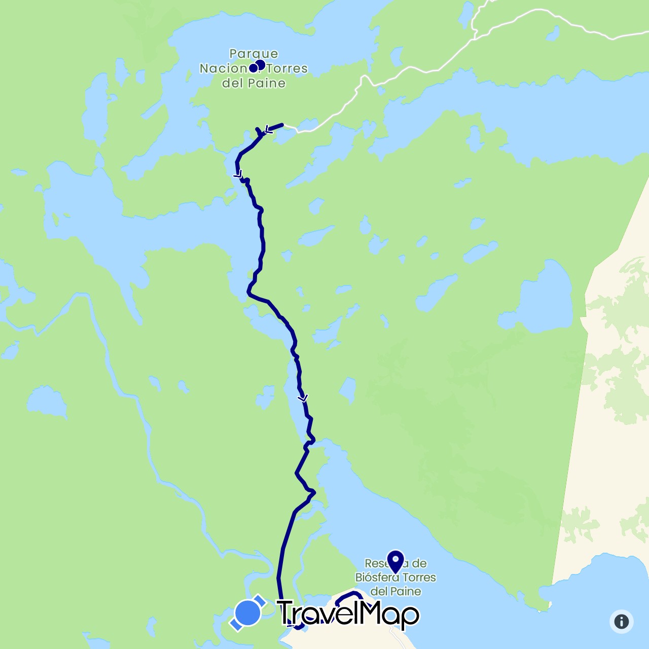 TravelMap itinerary: driving in Chile (South America)