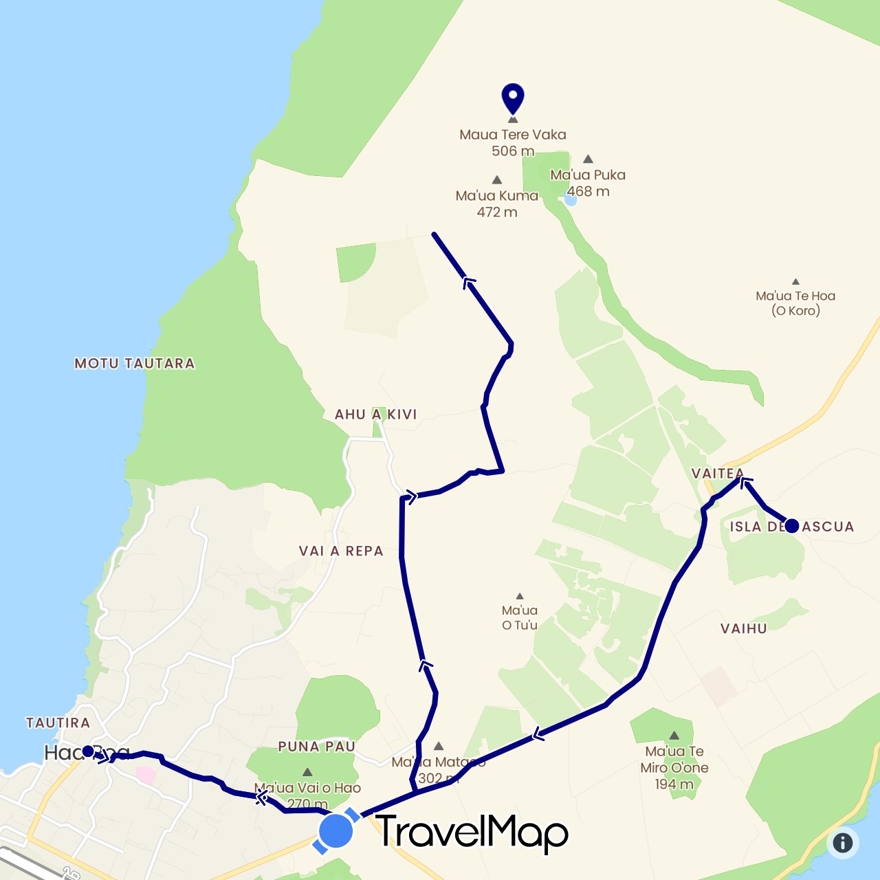 TravelMap itinerary: driving in Chile (South America)