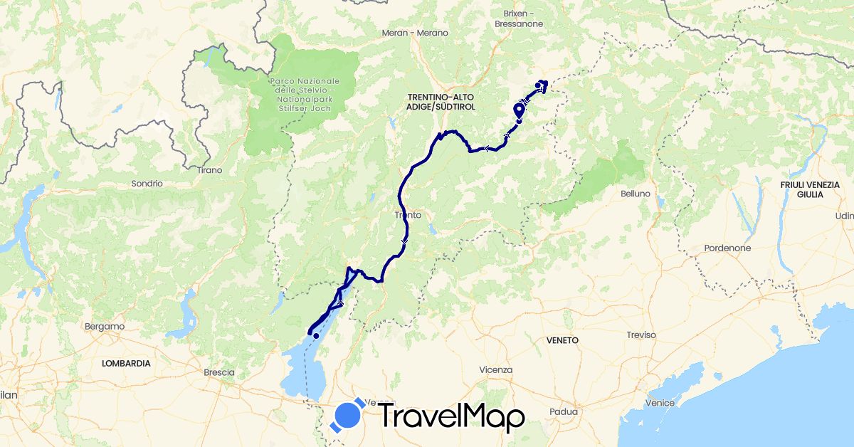 TravelMap itinerary: driving in Italy (Europe)