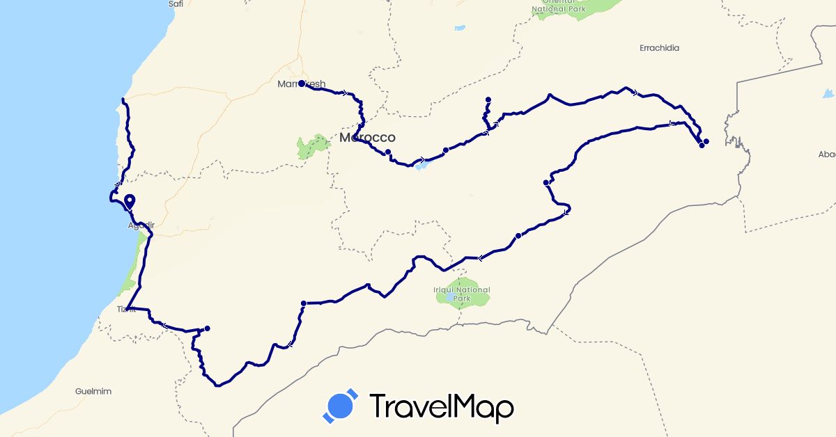 TravelMap itinerary: driving in Morocco (Africa)