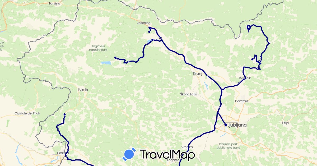 TravelMap itinerary: driving in Slovenia (Europe)