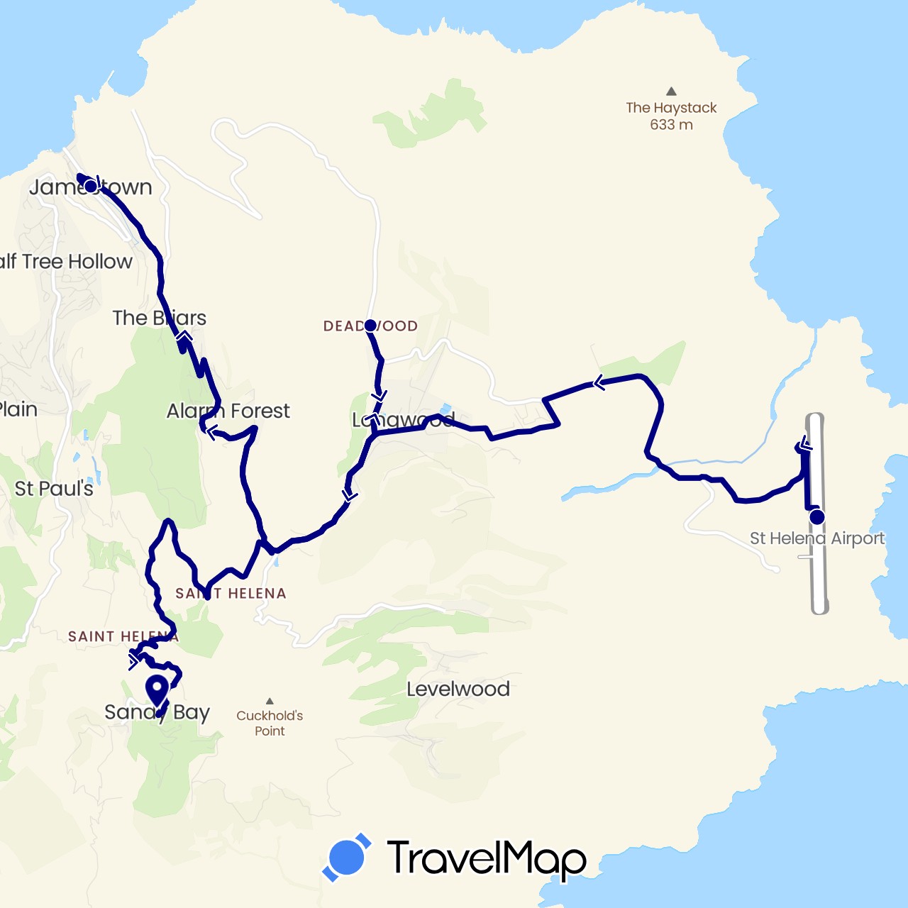 TravelMap itinerary: driving in Saint Helena (Africa)