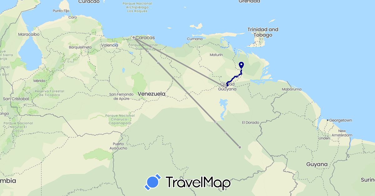 TravelMap itinerary: driving, plane in Venezuela (South America)