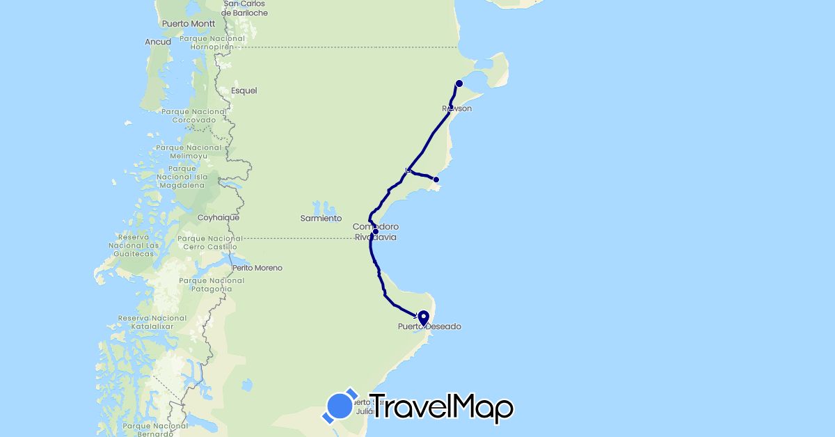 TravelMap itinerary: driving in Argentina (South America)
