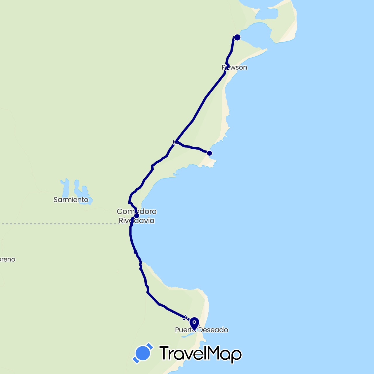 TravelMap itinerary: driving in Argentina (South America)