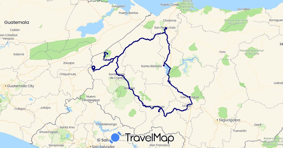 TravelMap itinerary: driving in Honduras (North America)