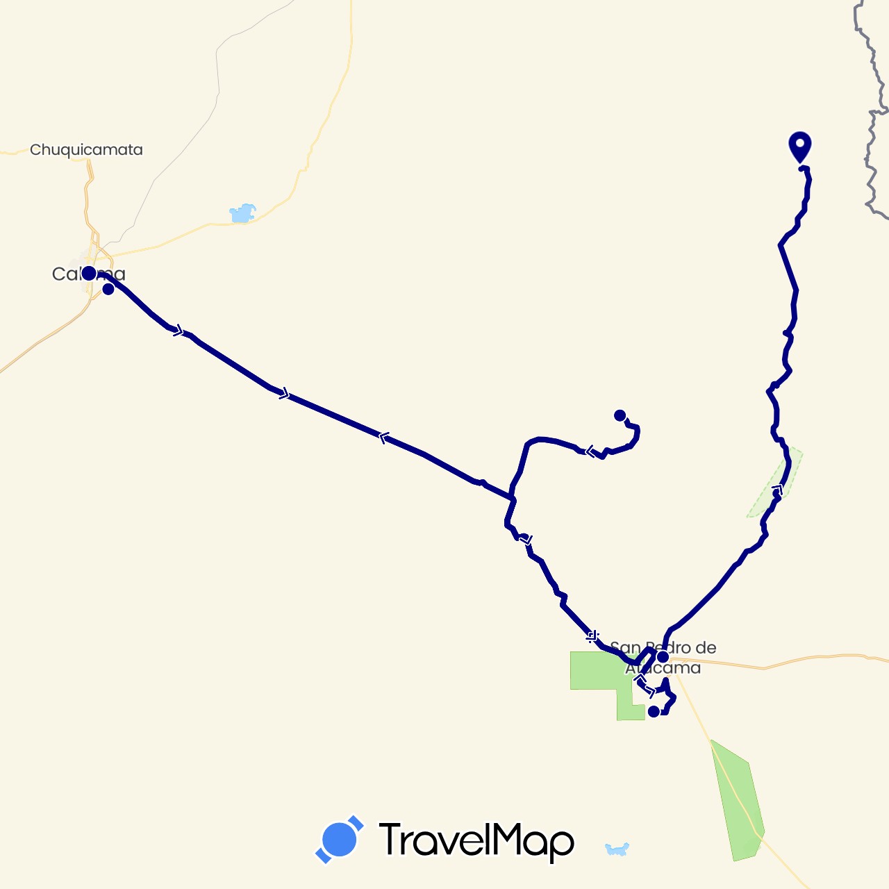 TravelMap itinerary: driving in Chile (South America)