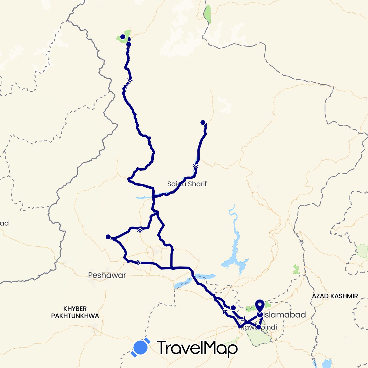 TravelMap itinerary: driving in Pakistan (Asia)